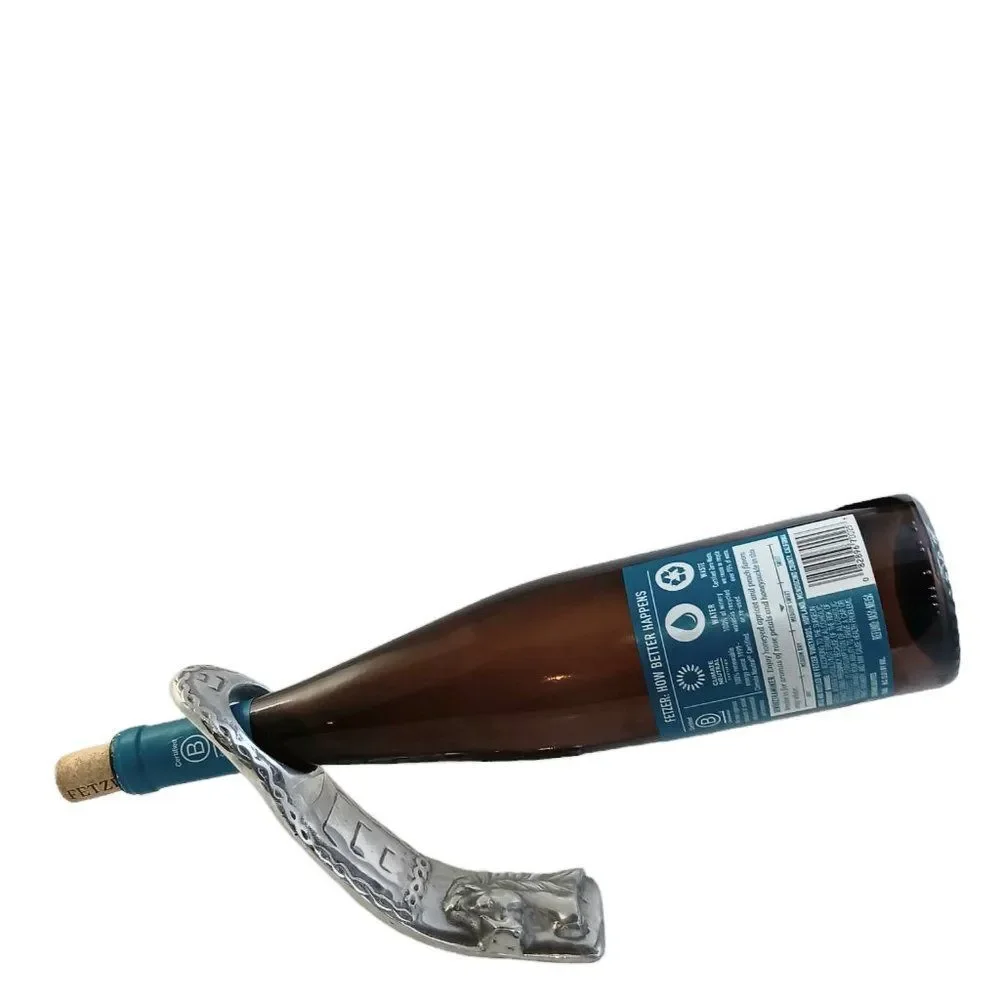 Pewter Horse Wine Bottle Holder Suspended Gravity Balancing